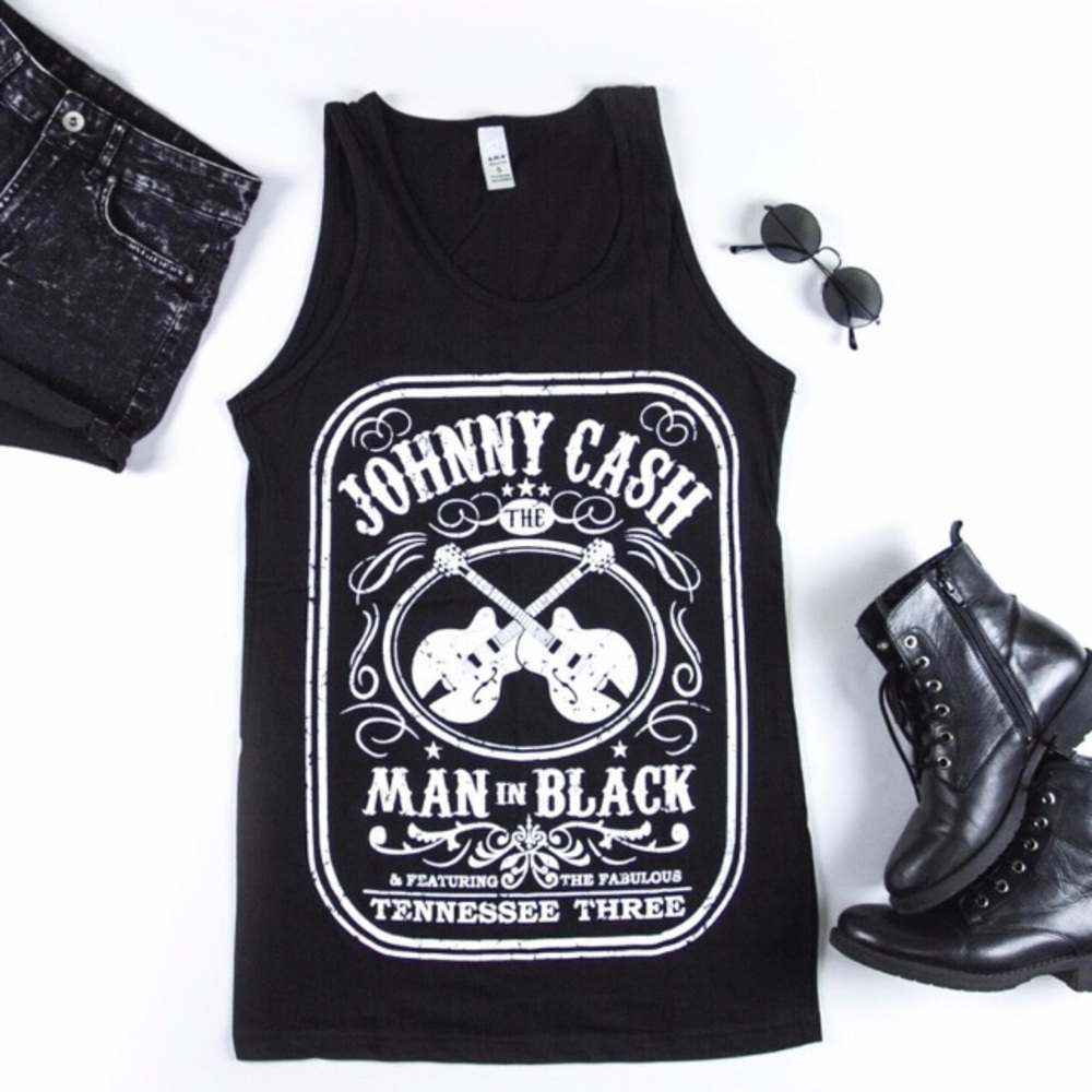 Johnny Cash The Man in Black Tank Top